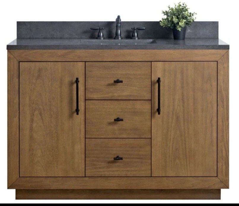 48" Vanity with Black Limestone Top- New