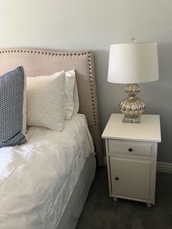 White Nightstand with Drawer & Cabinet