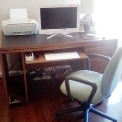 Desk And Swivel Office Chair