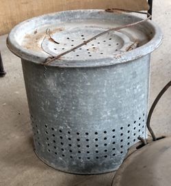 Vintage Antique Bait Bucket Minnow Bucket. Galvanized