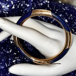 🦋 14K Gold Lapis Bangle Bracelet