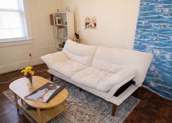 Convertible Cream Corduroy Futon Sofa Bed – Excellent Condition - Need Gone This Saturday!