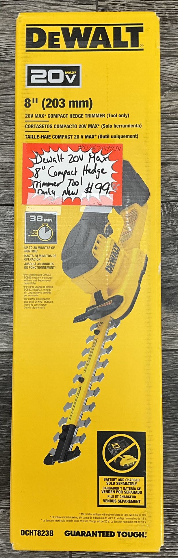 Dewalt 20V Max 8” Compact Hedge Trimmer Tool Only New