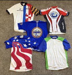 Lot of 5 Mens Cycling Jerseys - Medium 