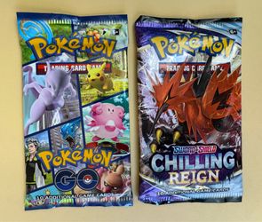 Pokemon TCG Booster Lot Pokemon GO & Sword Shield Chilling Reign Sealed 2 Packs