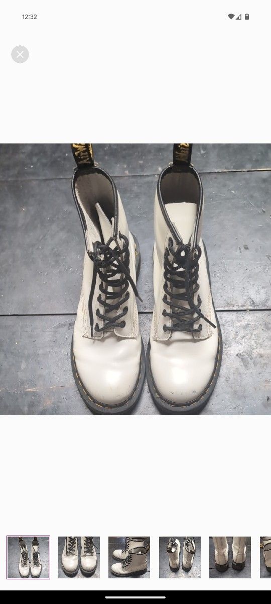 Dr. Martens White And Black Combat Boots 