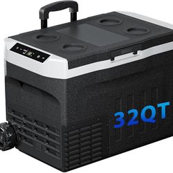 12 Volt Refrigerator, 32QT(30L) Compressor Electric Cooler, Car Fridge -4℉~68℉, Portable Refrigerator 12V/24V DC 110-240V AC, Compact Freezer for Vehi