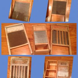 Laundry Room Decor Bundle. Antique Washboards. Perfect for your laundry room or porch. National Washboard and White Wood Product 24" tall by 13" w