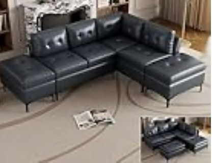 L Shaped Faux Leather Sofa