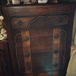 Antique Vanity,And Matching Dresser Rich Brown Mahogany Wood Late 1700s