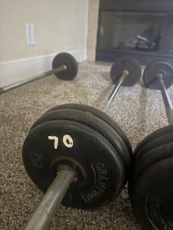 Cast Iron Weight Plate Set with Barbell