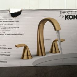Kohler Cursiva 8” Widespread Bathroom Faucet – Brushed Brass (New)