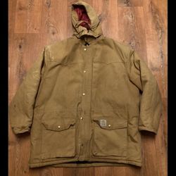 Vintage Carhartt Canvas Chore Workwear Jacket Mens 3XL Quilted Lined Snap Hooded