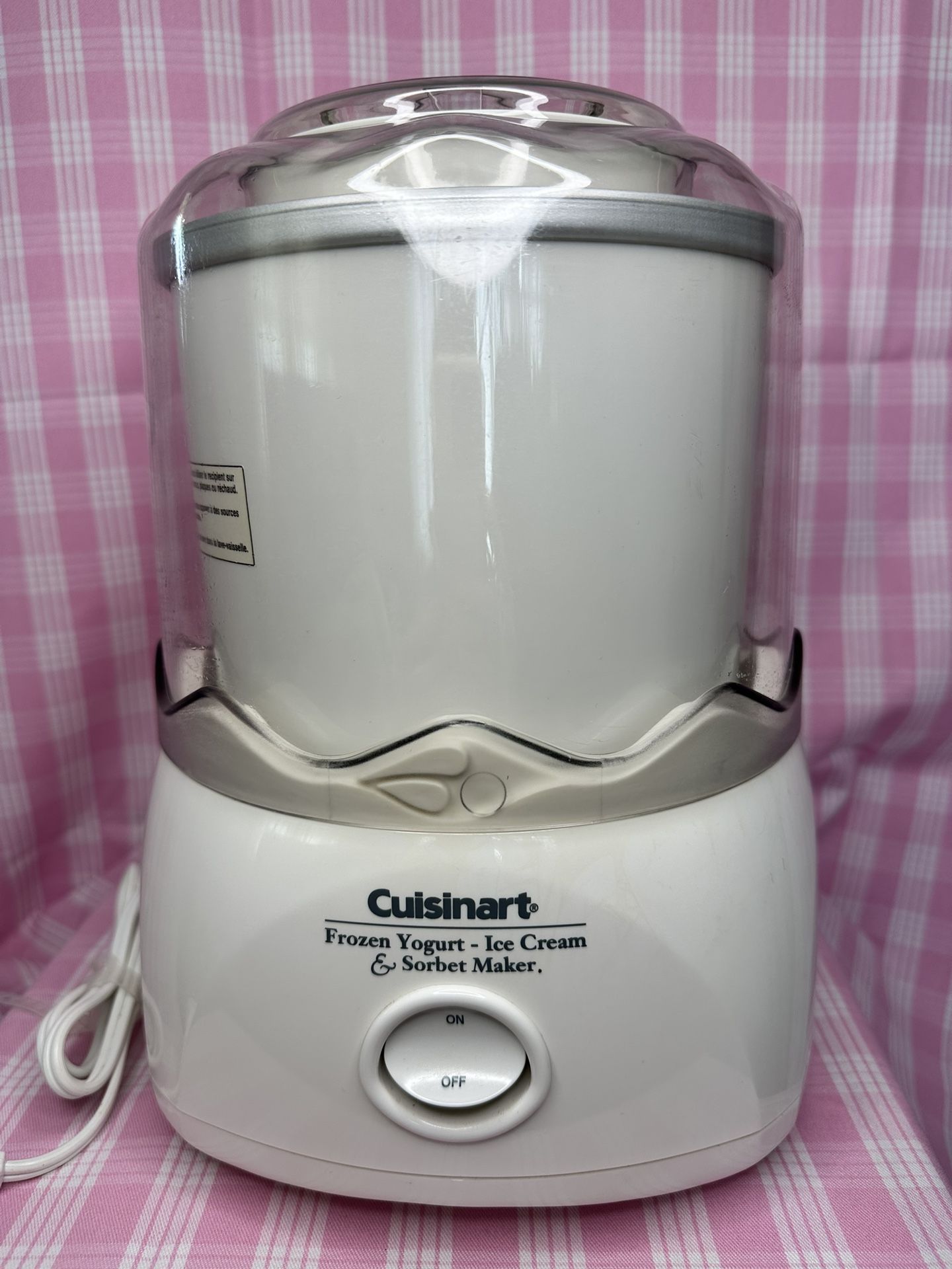 CUISINART FROZEN YOGURT-ICE CREAM & SORBET MAKER MODEL ICE-20 MAKES 1.5 QT.(L)