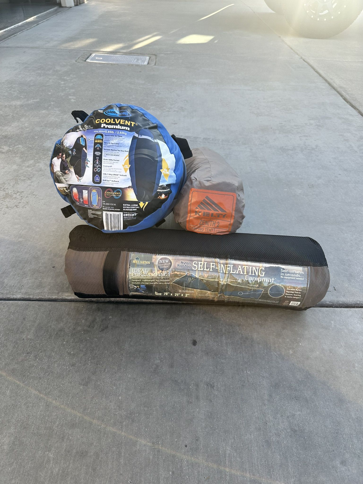 Tent, Sleeping Bag, And Padded Mat