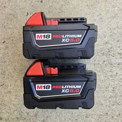 Milwaukee 18v Batteries 5.0 Ah Brand New Price For Both 