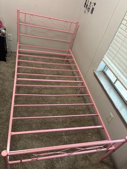 Pink Metal Twin Bed Frame