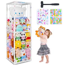 FIOBEE Stuffed Animals Storage Zoo Thicken PVC Tube Kids Toy Storage Organizer with Elastic Band Large Stuffed Animals Holder for Nursery Playroom Bed