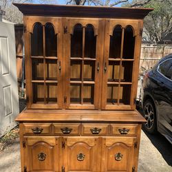 Solid Wood Buffet Hutch W/ China Cabinet 