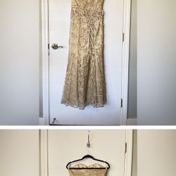 Gold Strapless Dancing Queen Formal Dress 