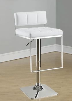 Adjustable Swivel Bar Stools – Modern Chrome/White Kitchen Seating