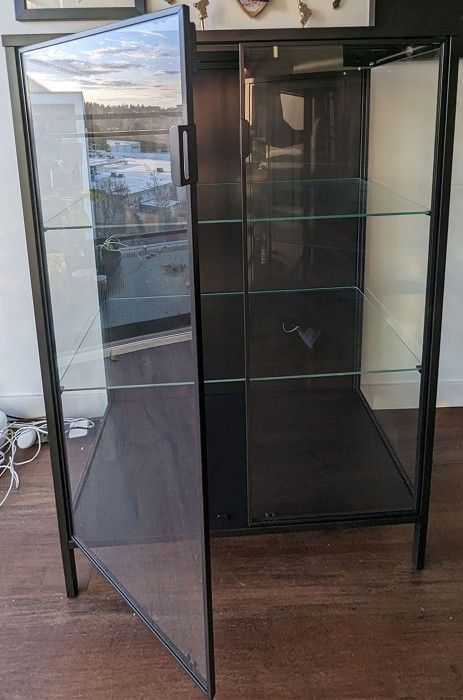 Metal & Glass Enclosed Bookshelves (Set Of 2)
