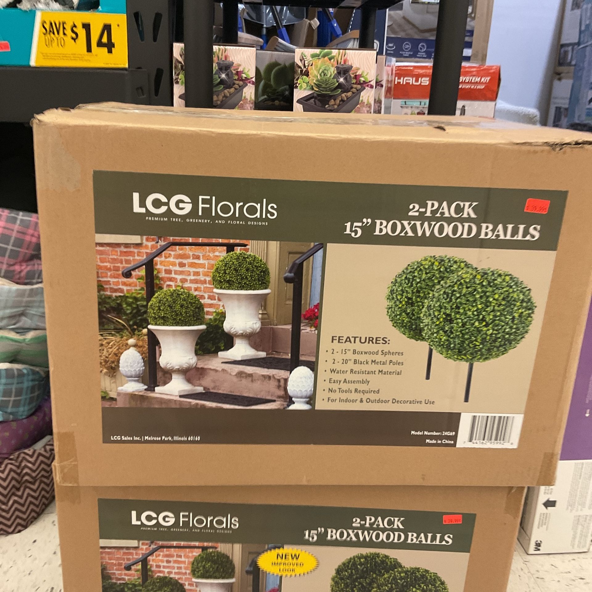 LCG Florals 2 Pack 15” Boxwood Balls 