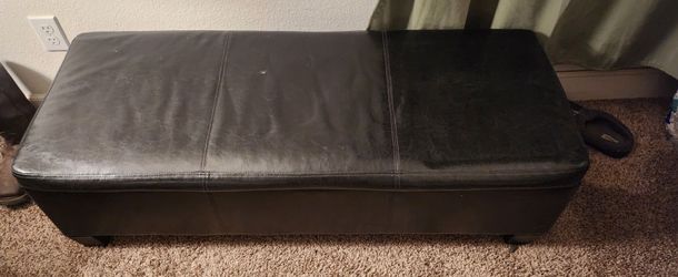 Brown Leather storage bench