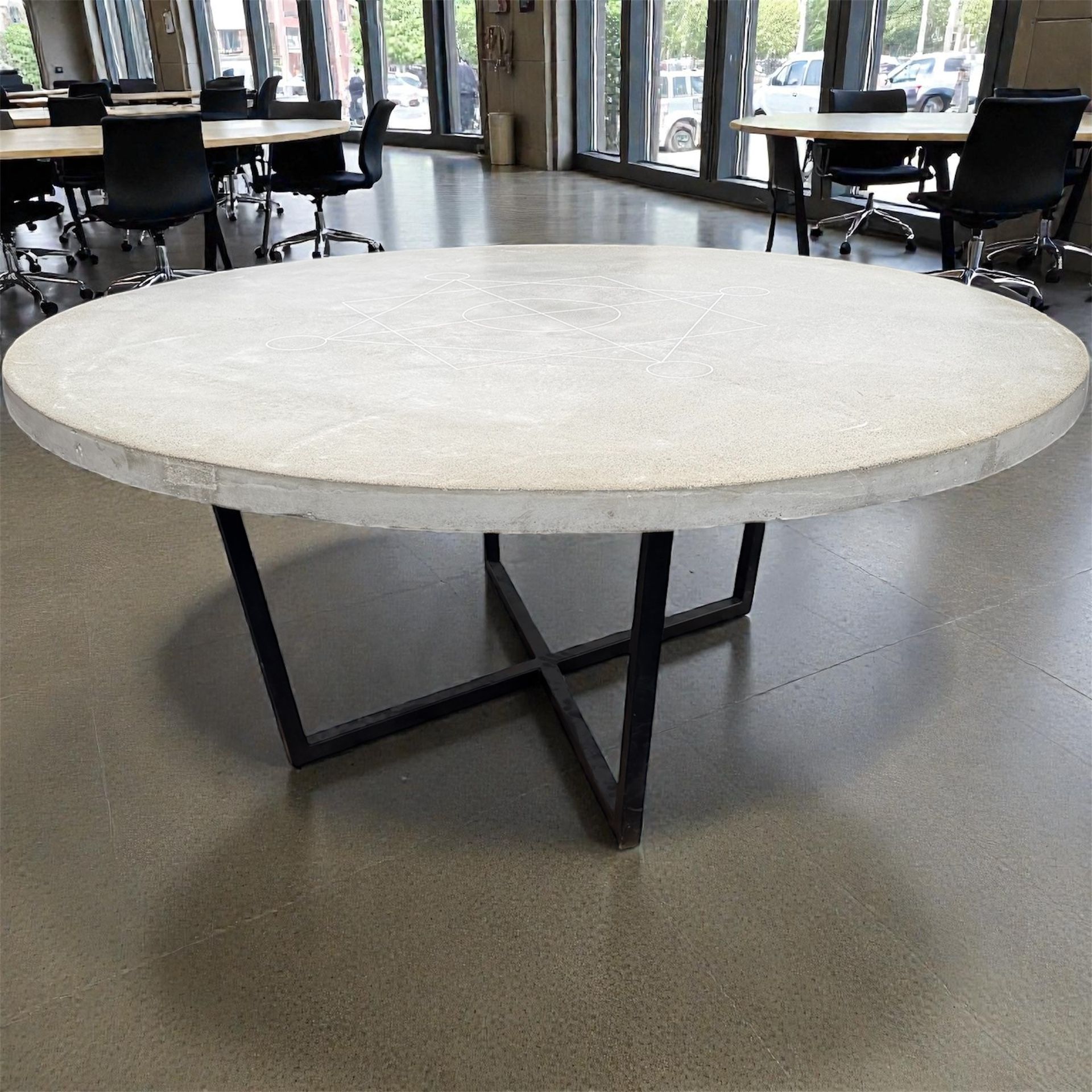 74.5” Round Concrete Conference Table – Extremely Heavy & Well-Built