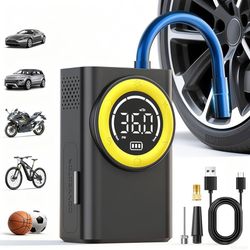 Brand New   Tire Inflator Portable Air Compressor,150 PSI Cordless Air Pump for Car Tires with Digital Pressure Gauge & LED Light,5X Faster Portable T