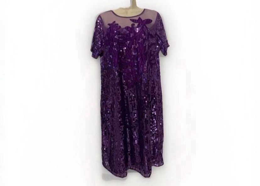 Women Size 14 W Purple Sequin Cocktail Dress