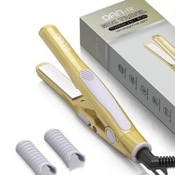DAN Mini Travel Titanium Flat Iron Straightener for Women/Men with Short Hair, Dual Voltage & Fast Heating, Anti Scald Covers, Small & Portable *NEW*