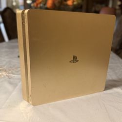 Gold PS4 Slim With Both Cords