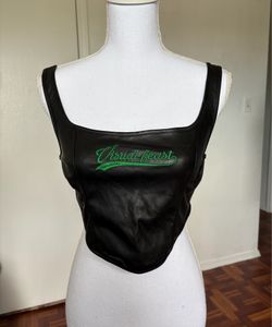 SHEIN women’s black leather cropped tank top size small