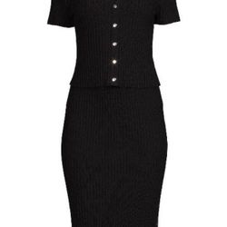 2 Piece Dress Knit Top Bottom Set 