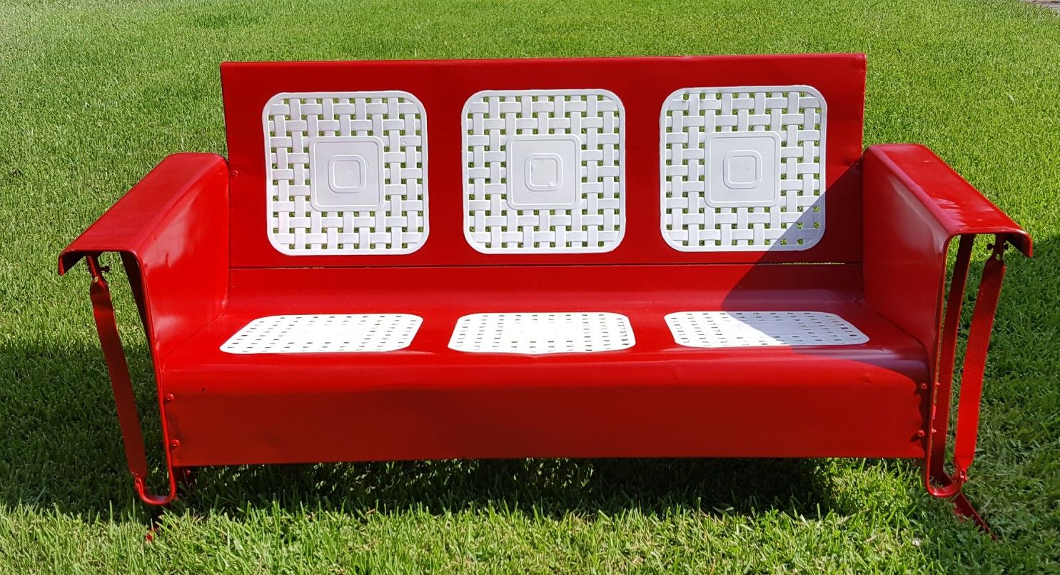 Vintage Front Porch Glider Red White