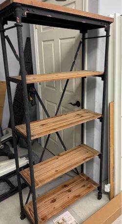 Rustic metal bookcase