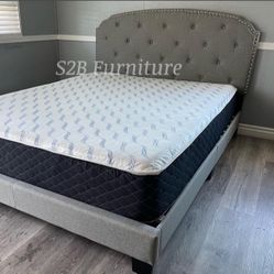 Queen Size  Grey Button W Ortho Matres!!! 