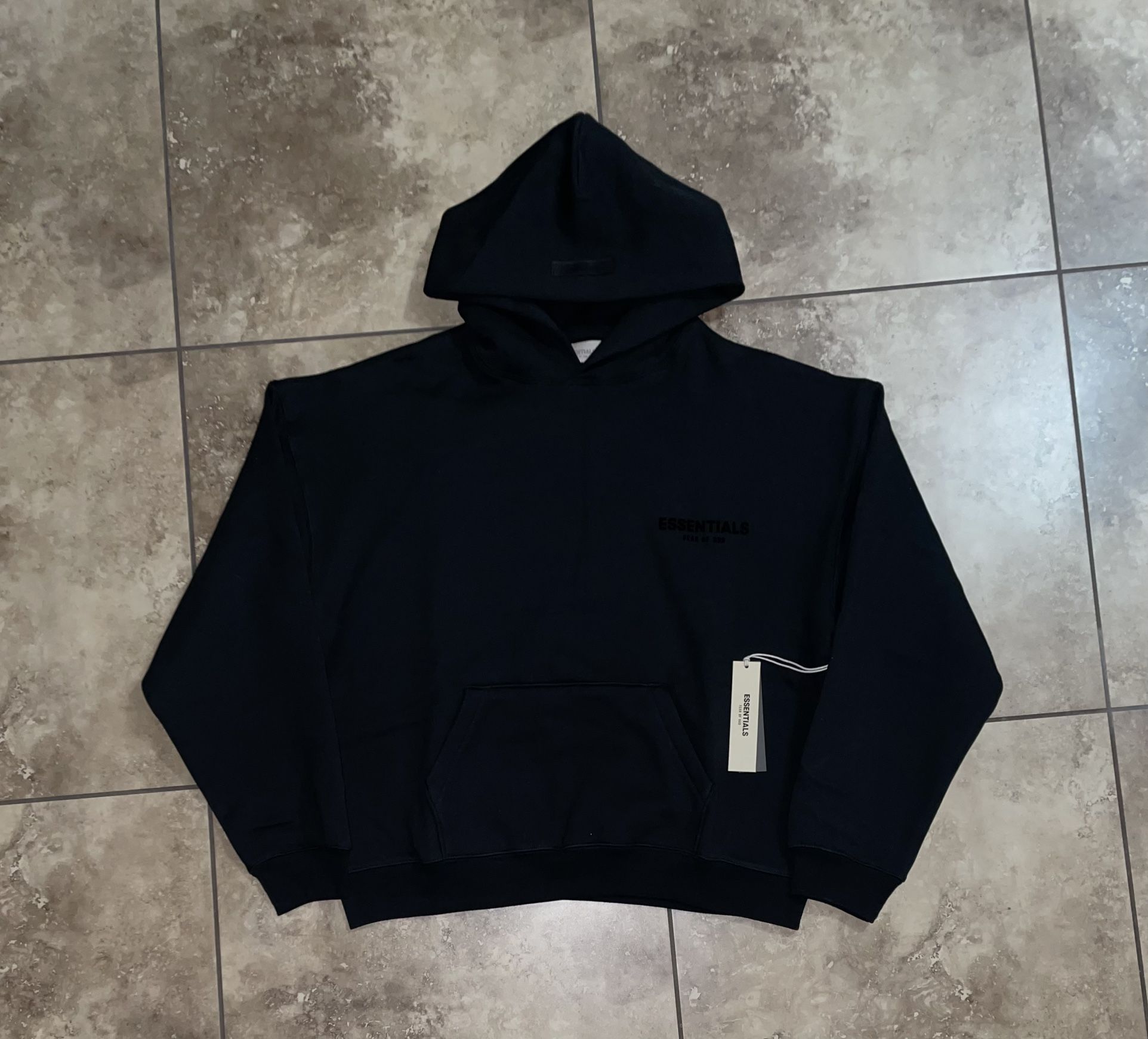 Fear of God Essentials Pullover Chest Logo Hoodie Stretch Limo/Black Size Medium