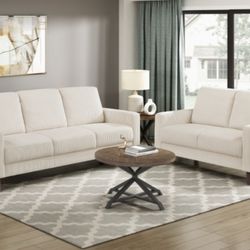 Crandall beige corduroy sofa