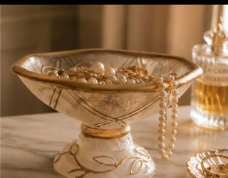 Vintage glass bowl-Footed pedestal hand painted  "Monique" 3.25x5.5