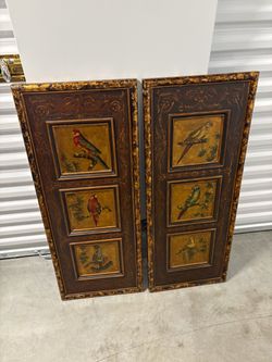Pair of Decorative Parrot Wall Panels
