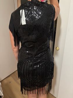Babeyond Black Sequin Fringe Flapper Dress