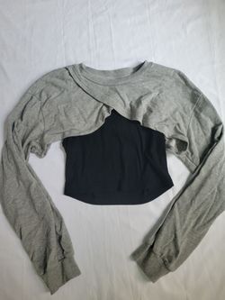 Gray Layered Shrug Top with Black Tank - Women