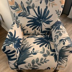 Floral wide back chair