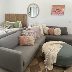 Blue Sectional W/ottoman 