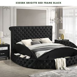 BLACK VELVET PLATFORM BEDFRAME WITH STORAGE