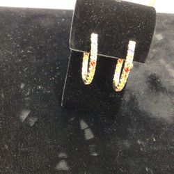 Multi Sapphire Hoop Earrings 