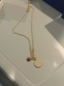 Swarovski Gold Crystal Ladybug Charm Necklace
