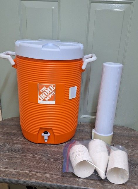The Home Depot 5 Gal. Orange Water Cooler with Cup Dispenser